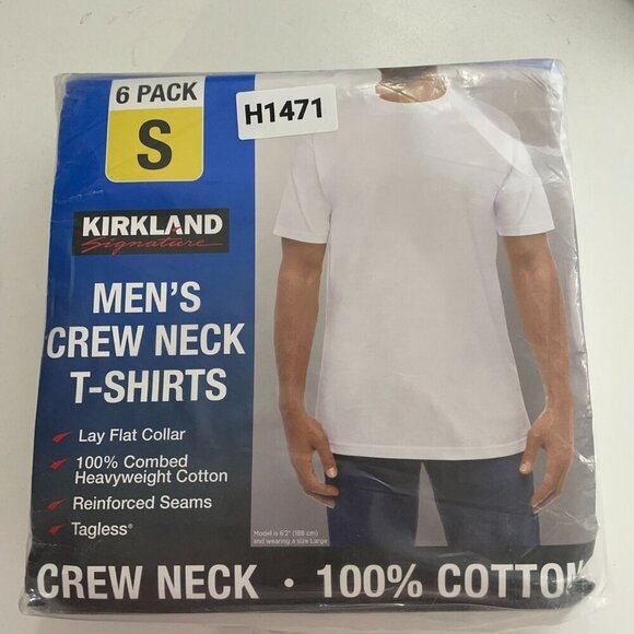 NEW Kirkland Signature Mens S Crew Neck T-Shirts 6-Pack - Picture 2 of 3